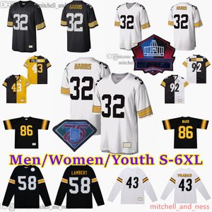 Personalizado S-6XL Retrocesso Futebol 59 Jack Ham Jersey 1933-1999 Stitch 52 Mike Webster 88 Lynn Swann 95 Greg Lloyd 12 Terry Bradshaw 43 Troy Polamalu Mel Blount Bettis