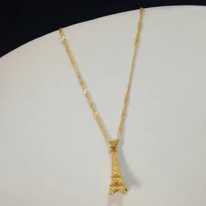 Naszyjniki wiszące złoto spalone 24K twardy naszyjnik długotrwały kolor Eiffel Wietnamski euro biżuteria