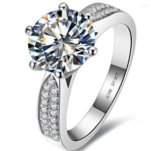 Küme Yüzükleri Parlak 1CT Test Gerçek Moissanit Elmas Nişan Yüzüğü Katı 18K Beyaz Altın Evlilik Yıldönümü
