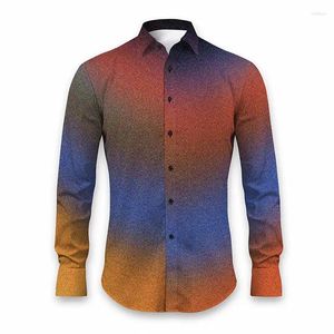 Herren-Freizeithemden, abstraktes Hemd mit Farbverlauf für den täglichen Gebrauch, Herbst und Winter, langärmliges Vier-Wege-Stretch-Gewebe mit Bündchen