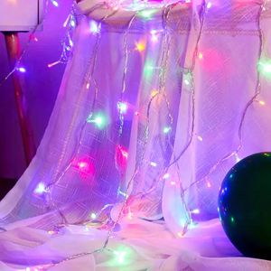1 Set,393.7inch/80leds Light String Garland, LED BATTERY OPERATED, Christmas Tree Fairy Light Chain, Waterproof Plastic Copper Button Control, Home Room Scene Decor