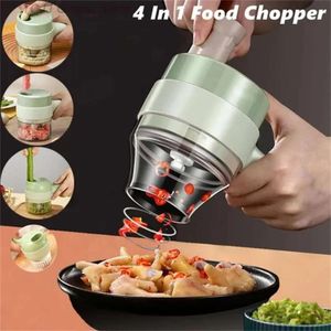 Verktyg Nytt 4 i 1 Portable Electric Vegetable Cutter Set Wireless Food Processor för vitlök Pepper Chili Lök Selleri Ginger Meat