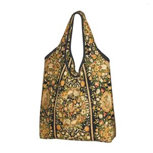Einkaufstaschen, antike französische Aubusson-Einkaufstasche, Damen-Süße Vintage-Europa-Böhmen-Blumen-Shopper-Umhängetasche, große Handtaschen