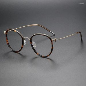 サングラスフレームインフルエンサーレトロスタイルネジなし眼鏡エレガントな丸いフレーム近視眼鏡光学読書女性アイウェア