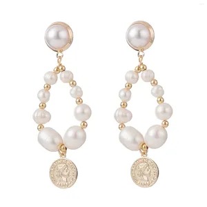 Dangle Earrings Kissitty 3 Pairs Natural Pearl Drop For Women Teardrop With Elizabeth Coin Charm Stud Earring Jewelry Findings