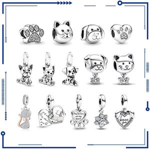 925 Silver Original Charm Love Dog Cat Claw Pendant Charm Lämplig för Pan Armband Halsband DIY Kvinnans smycken gratis frakt