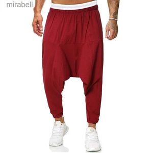 Erkekler Pantolon Erkek Kırmızı Bol Pantolon Pamuk Düşük Damla Kasık Joggers Swearpants Erkekler Hip Hop Hippi Sokak Giyim Pantolon YQ240108