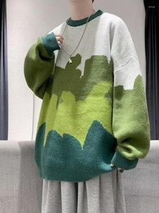 Erkek Sweaters Külot Kazak Gradyan Renk Şık Moda Gevşek All Maç Sonbahar ve Kış Yüksek Duygusu Boşta Stil Sıradan Çok Molor Ceket