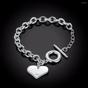 Länkarmband 925 Sterling Silver Heart for Women Wedding Souvenir Luxury Jewel Christmas Party Juvelery