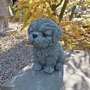 1pcsgarden dekoration utomhus shihtzu hundälskare gåva shih tzu valp trädgård staty statueadornos jardin exteriör 240108