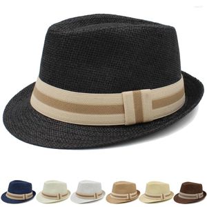 Berets 2 Sizes Parent-child Men Women Kids Children Classical Straw Fedora Hats Summer Trilby Sunhat Jazz Caps Beach Outdoor Travel