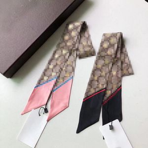 LOGO LETTER Tryckt Silk Scarf Designer Headscarf For Women's Fashion Long Handle Bag Scarf Paris Single Shoulder Ryggsäck Bagage Ribbon Headscarf