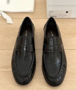 Freizeitschuhe The Row Soft Loafers Mandelzehen Vintage echtes echtes Leder Bequeme Row Modemarkenschuhe