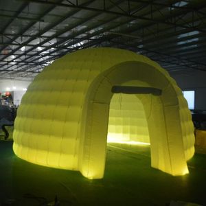 grossist utomhus bärbar vattentät uppblåsbart igloo tält, gummibåtar party kupol tält med LED -ljus