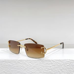 Carti mans Sunglasses antiultraviolet brushed champagne finish metal Polished golden screw pilot shaped suitable for driving travel With original box and case