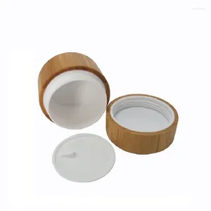 Storage Bottles 10pcs Bamboo Wood Cream Pot Inner PP Environmental Refillable Empty Cosmetic Makeup Containers 30ml