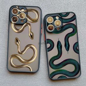 Cell Phone Cases Luxurious Black Gold Snake Phone Case for IPhone 7 8 Plus 15 14 13 12 11 Pro Max Mini X XR Unique Dragon Shockproof Back CoverL240105