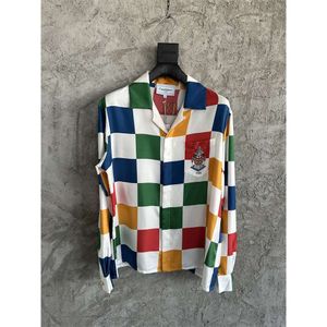 Camicie scozzesi stampate del castello di Casablanca 24ss Camicia casual ampia a maniche lunghe firmata da uomo e da donna