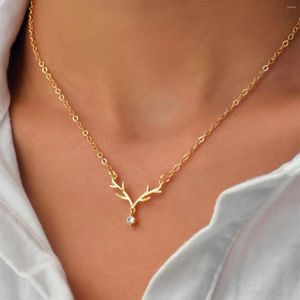 Ожерелья с подвесками ALYXUY, простое ожерелье из латуни с рогами, один олень, темперамент для женщин
