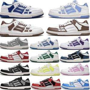 Designer ami amirlies trainers mens athletic shoes skelet bones runner women men retro sneakers womens skel top low genuine leather lace up trainer 1102ESS