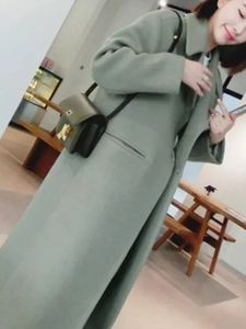 Women's Mid Length Coat Thin Style Wool Windbreaker Spring Autumn Jacket Knee Length Fashion Warm and Elegant Style Coat 240108