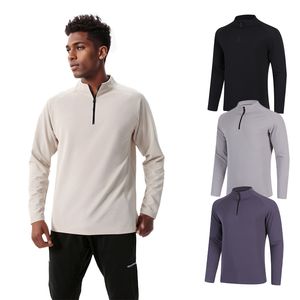LLU Langarm-Polo-Pullover, Herren-Joggingjacke, halber Reißverschluss, Steh-Yoga-Shirts, feuchtigkeitsableitende Wander-Tops und locker sitzender Fitness-Anzug