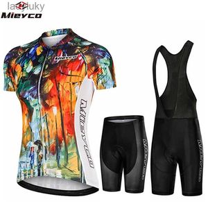 Cykeltröja sätter Mieyco Summer Jumpsuit Cycling Jersey Set Women's Cycling Clothing Road Bike Gel Shorts Mountain Bike T-Shirt Team Clothl240108