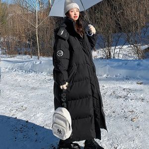 Moda con cappuccio addensare cappotti imbottiti caldi donna inverno zip up patchwork lungo parka donna casual tasca in cotone piumini 240106