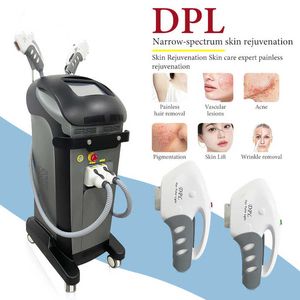 2 Handles Multifunctional DPL Laser Skin Rejuvenation Permanent Hair Removal Machine Face lifting