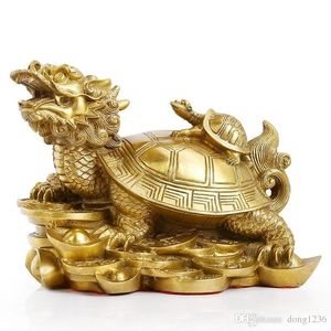 Rzemiosło Pure Copper Dragon Turtle Pendulum Town House Zhuo Złe duchy przeciwko małym ludziom Matka i syn Ingot Turtle Beast Feng Shui