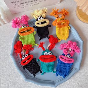 Hand-crocheted Doll Keychain Pendant Crochet Funny Sausage Mouth Doll Car Key Holder Hanging Decoration Cartoon Gift Crochet Pendant 7 Styles