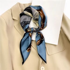 Design 100% Silk Square Scarf Women Hairband Office Lady Neck Scarves Print Luxury Neckerchief Bandana Spring Foulard Shawl 240108