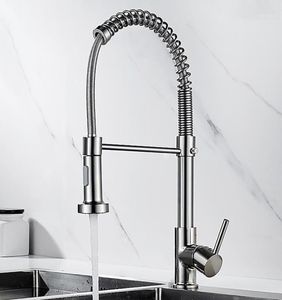 Badrumsvaskar Black Pull Out Kitchen kran Spiral med spray Enkel handtag 360 ° Roterbar mässing Mixer Tap 54832204