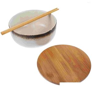 Dinnerware Sets 1 Set Of Ramen Bowl Ceramic Soup With Chopsticks Kitchen Noodle Lunch Supply Drop Delivery Home Garden Dining Bar Ot3Sq