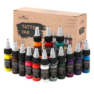 15 ml 14Colors Tattoo Ink Pigment med Box Body Art Tattoo Sats Professional Beauty Paints Makeup Tattoo Supplies Semi-Permanent 240108