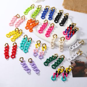 women fashion long acrylic earrings love heart shape chain fringe stud earrings personality jewelry