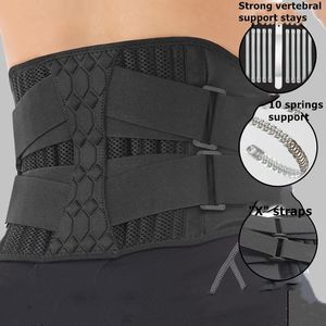 Lumbar Support Belt Lower Back Brace Abdominal Binder Men Women Waist Trainer Corset Sweat Slim Belt for Sports Gym Pain Relief 240108