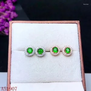 Stud Earrings KJJEAXCMY Fine Jewelry 925 Sterling Silver Inlaid Natural Diopside Gemstone Female Support Detection Of Leaves