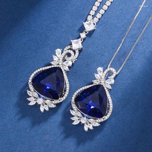 Pendant Necklaces Jewelry Style Retro Blue Temperament Necklace Female Lead Stone 20 TN158