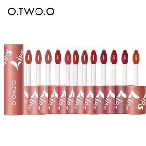 Set O.two.o 12 pezzi Rossetto Crema per labbra 12 colori Alto pigmento Impermeabile a lunga durata Tinta per labbra Finitura opaca Trucco Lip Gloss Cosmetici