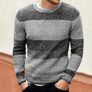 Erkek Sweaters 2024 Sonbahar/Kış Renk Eşleşen Örgü Yuvarlak Boyun Uzun Kollu Kazak Kazak Avrupa ve Amerikan