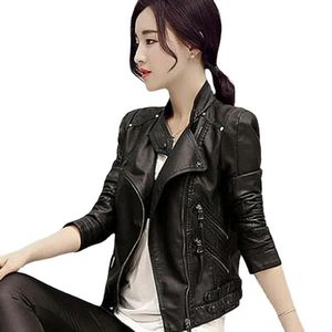 Jackets Faux Soft Leather Jackets Hot 2022 New Fashion Autumn Winter Women Pu Black Blazer Zippers Coat Motorcycle Outerwear Piie