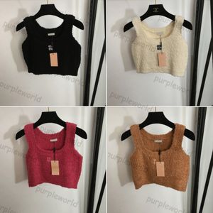 Kvinnor väst korta tank tops broderade brev stickade toppar designer halter väst 4 färg ärmlösa toppar