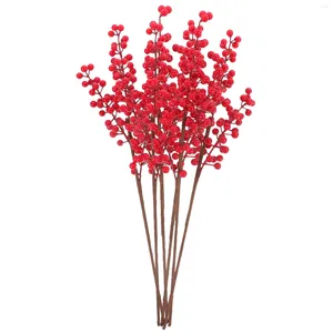 Decorative Flowers 6pcs Christmas Berries Artificial Stems Tree Decorations Fake Picks