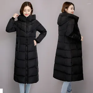 Kvinnors dikerockar 2024 Vinterlång sektion Värm BASIC JACKA COAT Fashion Slim Outwear Female Korean Large Size Jackor M-6XL