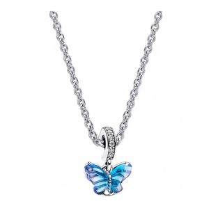 Nieuwe hete unieke ijsblauwe vlinder designer ketting S925 sterling zilveren dia luxe sierlijke hanger ketting jubileum cadeau ketting