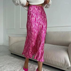 التنانير 2024 للأزياء النسائية مخططة طويلة عالي الخصر غير الرسمي مثير bodycon maxi تنورة Femme Faldas Jupe Saia