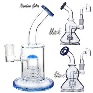 Blue/Black Bong Egg Gourd Form Mini Glass Bongs Dab Rig Showerhead Tire Recycler Perc Glass Vattenrör med 14 mm fog