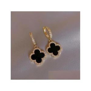 Stud 2023 Designer Earrings Four-Leaf Clover Earring For Women Senior Classic Small Fragrant Wind New Ear Ring 18K Gold Light Luxury F Dh8Mr