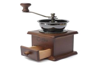 Klasyczny drewniany manualny młynek do kawy ze stali nierdzewnej Retro Kawa Mini Burr Mill z wysokiej jakości ceramiczną Millstone8637971